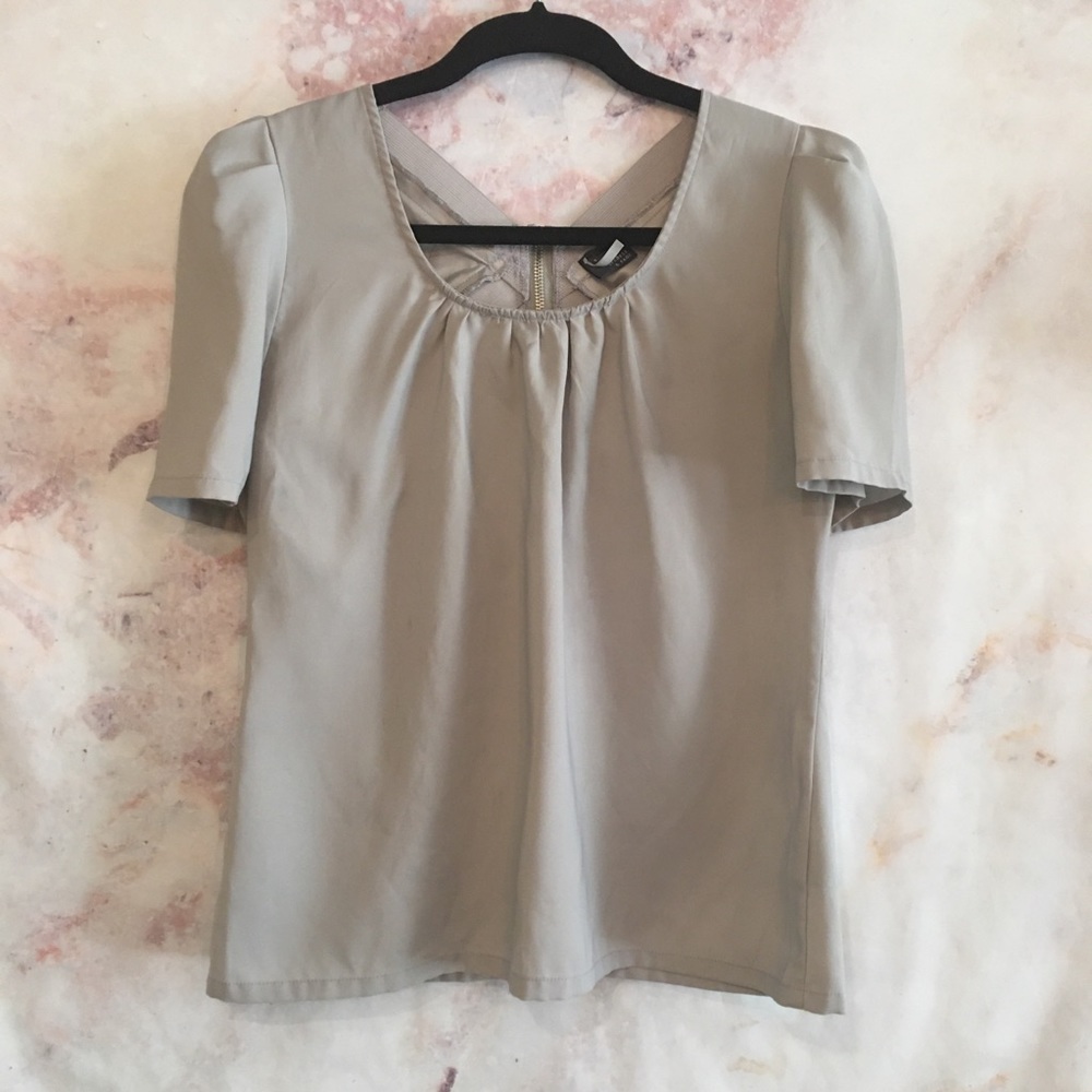 Sparkle & Fade Gray Blouse w/Bandage Back